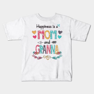 Happiness Is A Mom And Granna Wildflower Happy Mother's Day Kids T-Shirt